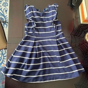 EUC- Girls 4/4T Navy Striped Ralph Lauren Pleated Ponte Dress